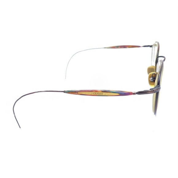 Gucci GG 1341 DR7 Brown Multicolor Metal Round Eyeglasses Frames 52-20 145 Italy - Picture 4 of 12